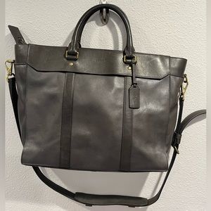 Coach leather satchel. Grey with shoulder strap. Like new.